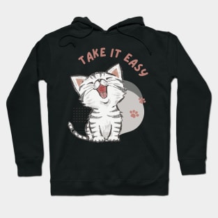 Purrfect Serenity: Take It Easy Smiling Cat Hoodie